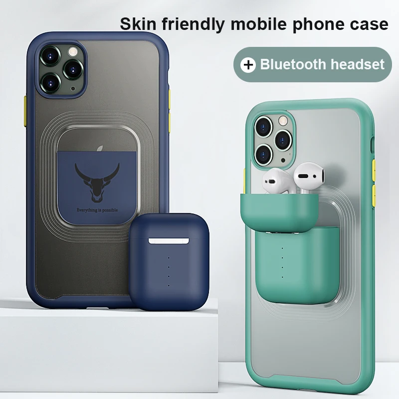 2 in 1 Charging Box with Headphones and Iphone Case Exclusive Case for IPhone 11 7 8 Plus with Airpods 1 2 Charging Compartment