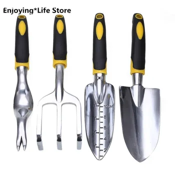 

4 PCS Gardening Tools Set Trowel Transplanted Cultivator Weeder Fork Garden Tool Digging Tool Manual Removing Garden Taproot D40