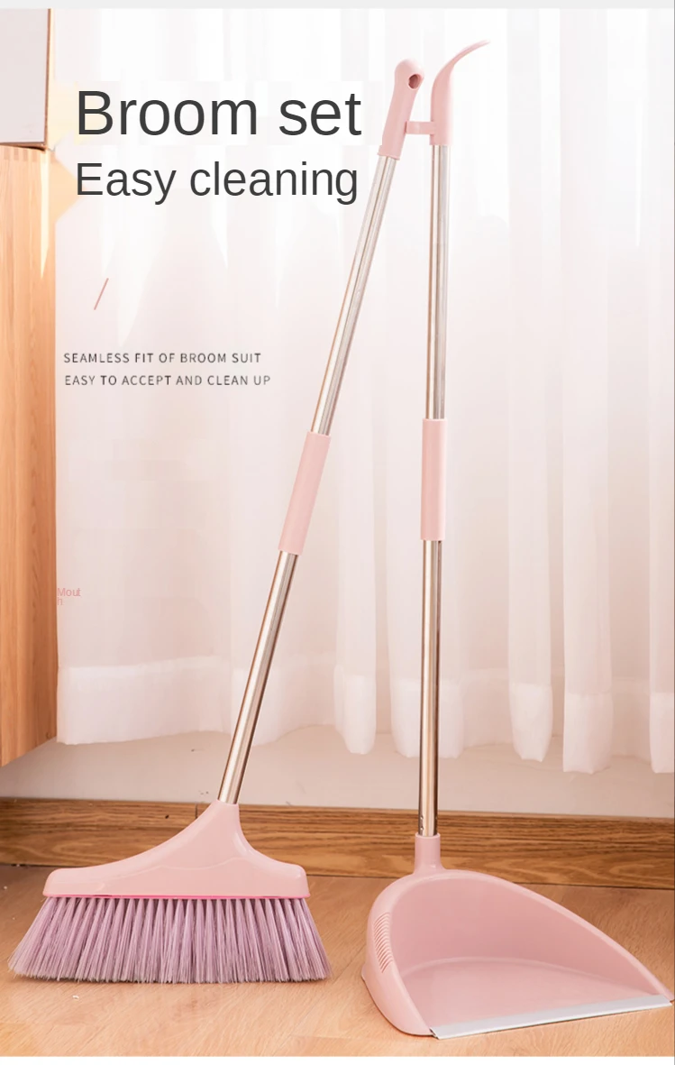 Ensemble balai et pelle à poussière réglable avec long manche et tête