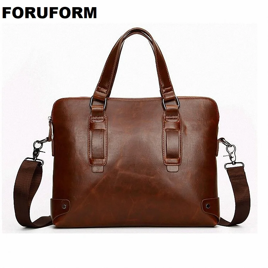 

Crazy Horse Leather Men's Briefcase Handbags Messenger Bags Business Travel Bag Man Vintage Men Shoulder Crossbody Bag LI-602
