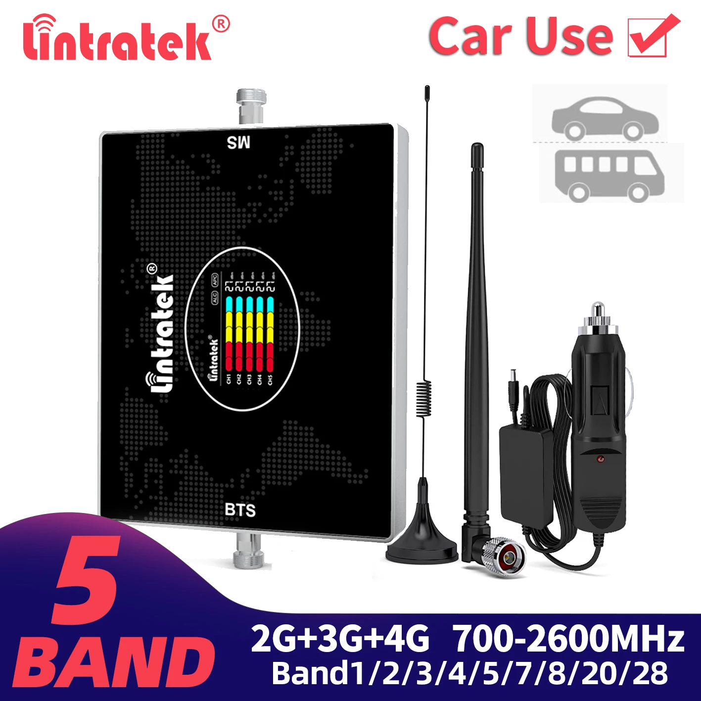 Lintratek wykorzystanie samochodu wzmacniacz komórkowy 5 zespół B20 B20 GSM CDMA UTMS