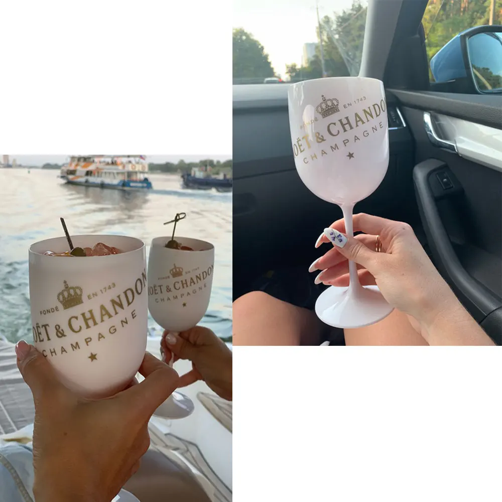 Factory Wholesale Plastic Wine Glasses PS Acrylic PC Plastic Glasses Champagne Party Glass Can Be Customized LOGO One Piece