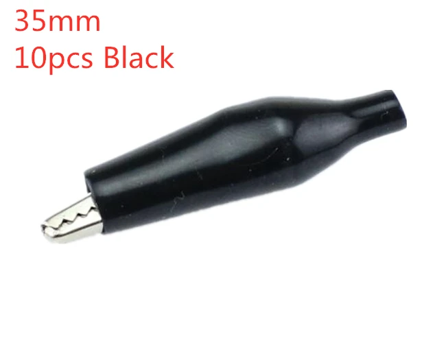 10pcs Black 35mm 10 шт./лот 28 мм/35 мм/45 мм металлический зажим крокодил G98 Электрический зажим для тестирования зонда метр Черный/Красный с пластиковой загрузкой - Цвет: 10pcs Black 35mm