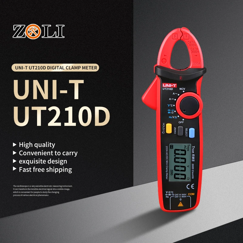 Clamp Meter Multimeter UT210D Digital AC//DC Current Voltage Resistance Capacitance Clamp Meter Multimeter Temperature Measurement Auto Range