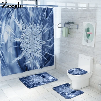 

Bath Mat Shower Curtain Printed Bathroom Mat Set Anti Slip Mat for Bathroom Absorbent Toilet Carpet Microfiber Foot Carpet Suit