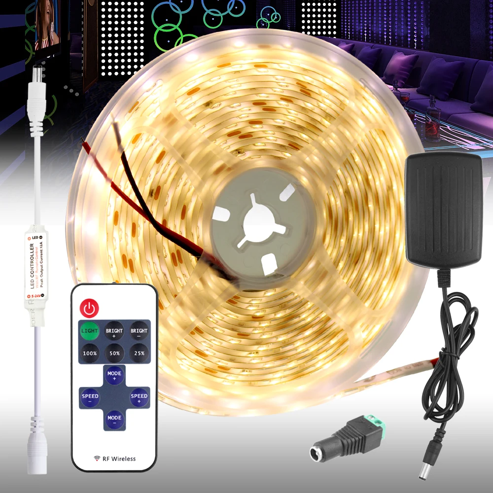 5m Led Strip 12v Warm White Red Green Blue Epistar 60 pcs/m Waterproof Light Remote Control Backlight Ribbon Tape | Освещение