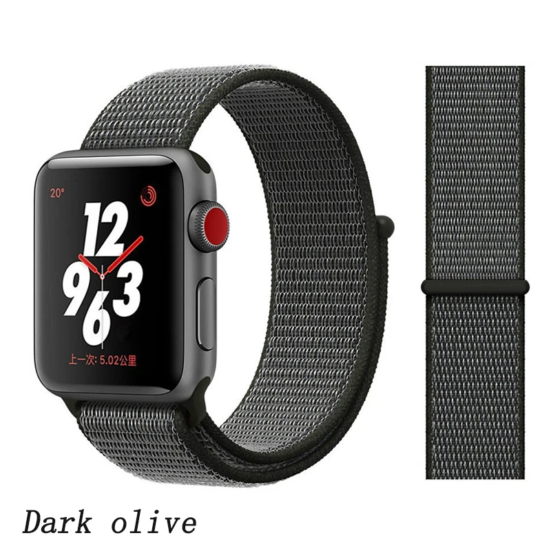 Ремешок для apple watch 5 4 ремешок 44 мм 40 мм Correa 42 мм 38 мм iwatch 5 4 3 2 нейлоновый браслет pulseira ремешок для часов - Цвет ремешка: Dark olive