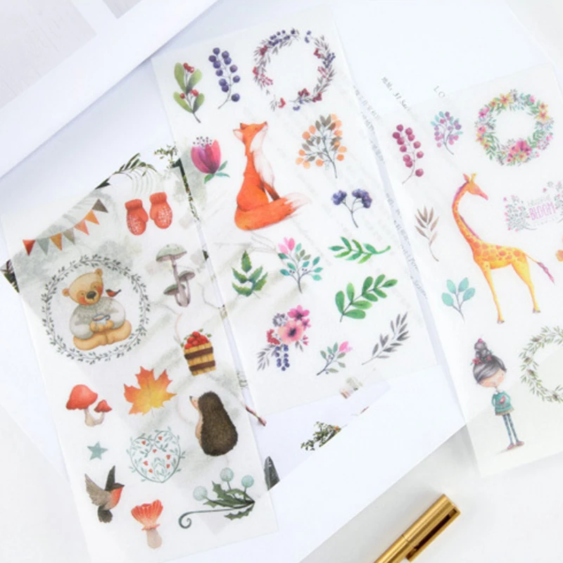 6pcs/pack Kawaii Creative DIY Dariy Decoration Scrapbooking Stickers Transparent Adhesive Planner Stickers 13 selection