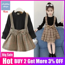 Новое вязаное зимнее платье для маленьких девочек клетчатое пальто с длинными рукавами костюм принцессы Детское платье принцессы для девочек, костюмы для девочек