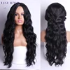 LISI HAIR Pure Red Black Color Long Water Wave Hairstyle Wigs For Women Synthetic Hair High Temperature Fiber Average Size 1