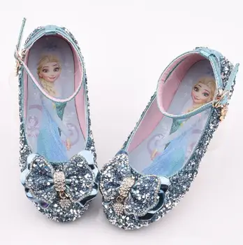 

Princess Glitter Kids Leather Shoes For Little Girls Elsa Dress Wedding Dancing Shoes Children Cartoon Party Sneakers