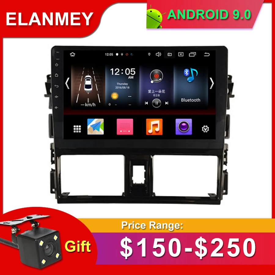 

Gift Camera Car Radio for TOYOTA Vios Yaris 2014 2015 2016 Android 9.0 GPS Navigation Bluetooth Touch screen Wifi Car Multimedia