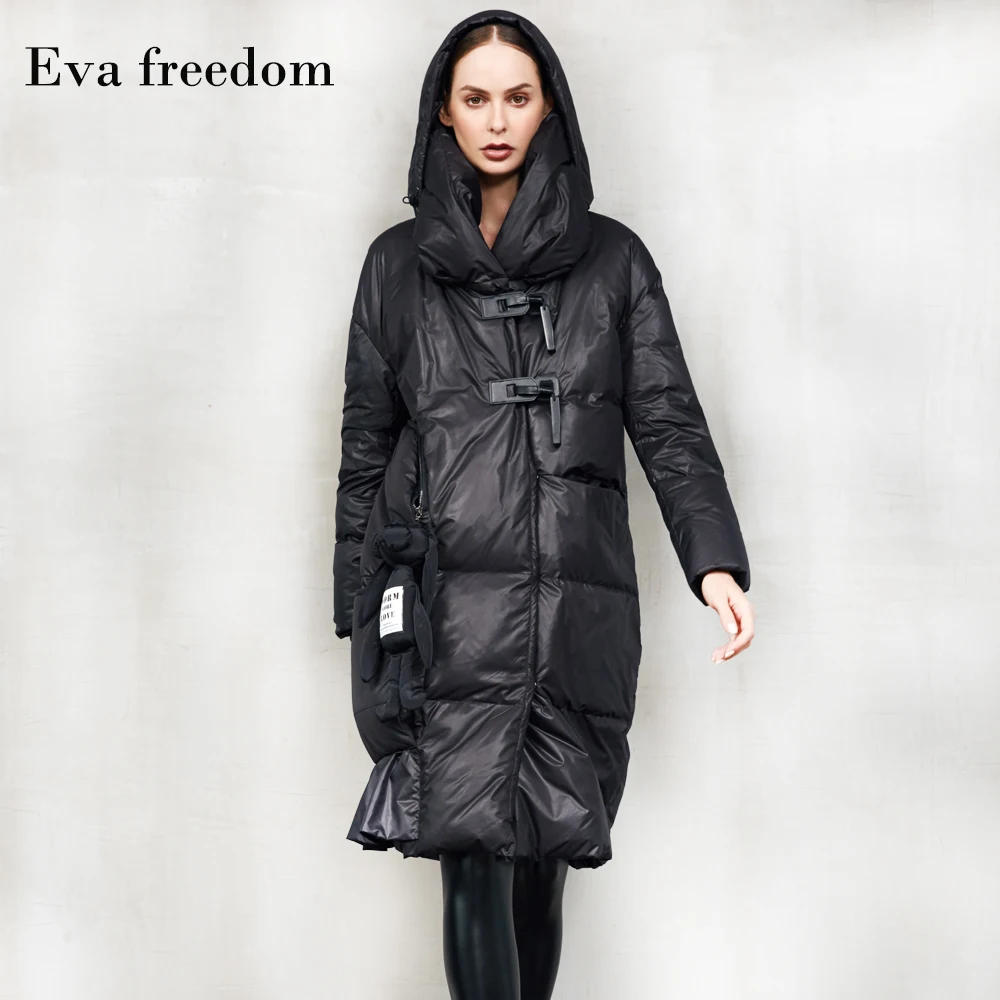 

Thicker warm hooded down coats female Original oversized longer duck down coats thicker warm coat F69 for -20 cold weather