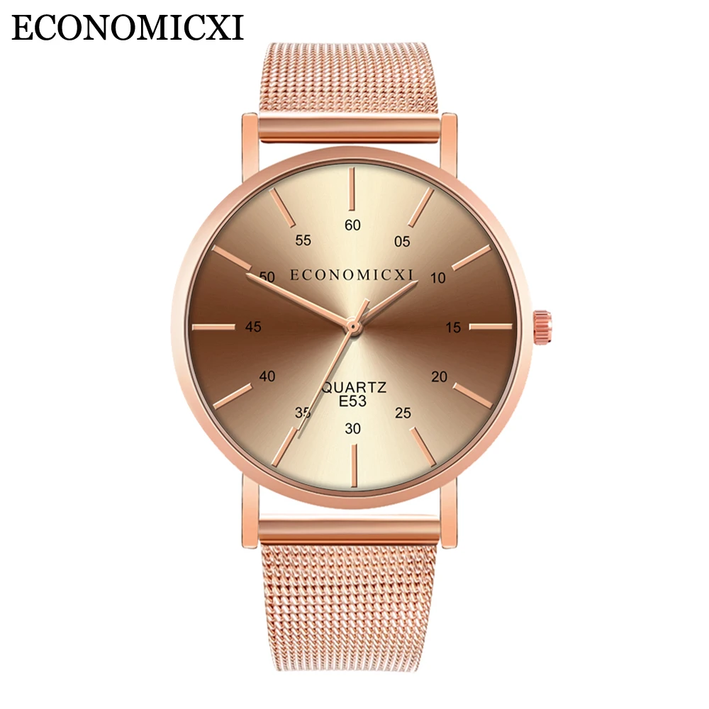 

Relojes Para Hombre Fashion Men Watches Brand Luxury Watch Men Rose Mesh Strap Wristwatch For Men Quartz Casual Male Clock E53-W