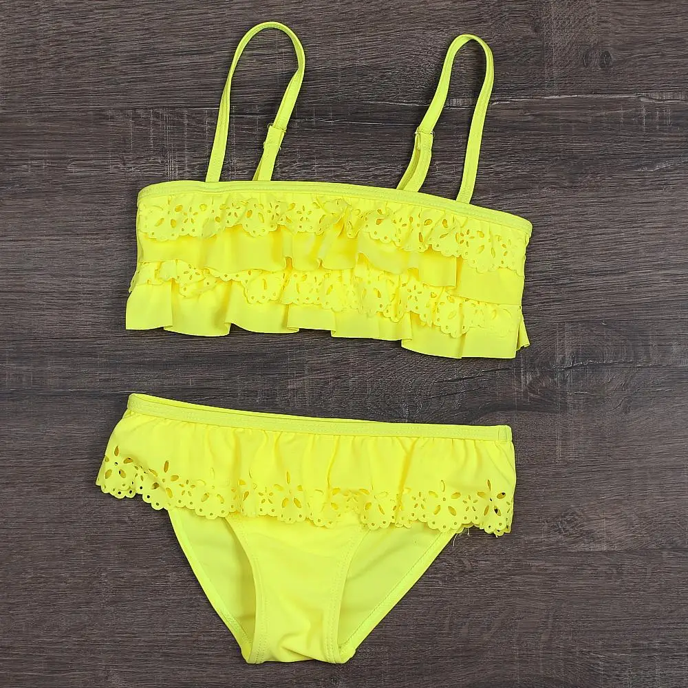 9031-Yellow Коллекция года, костюмы Бикини для девочек летние купальные костюмы из двух предметов для детей возрастом от 6 до 15 лет модные купальные костюмы для девочек, спортивные Купальники для маленьких девочек, CZ984 - Цвет: 9031-Yellow