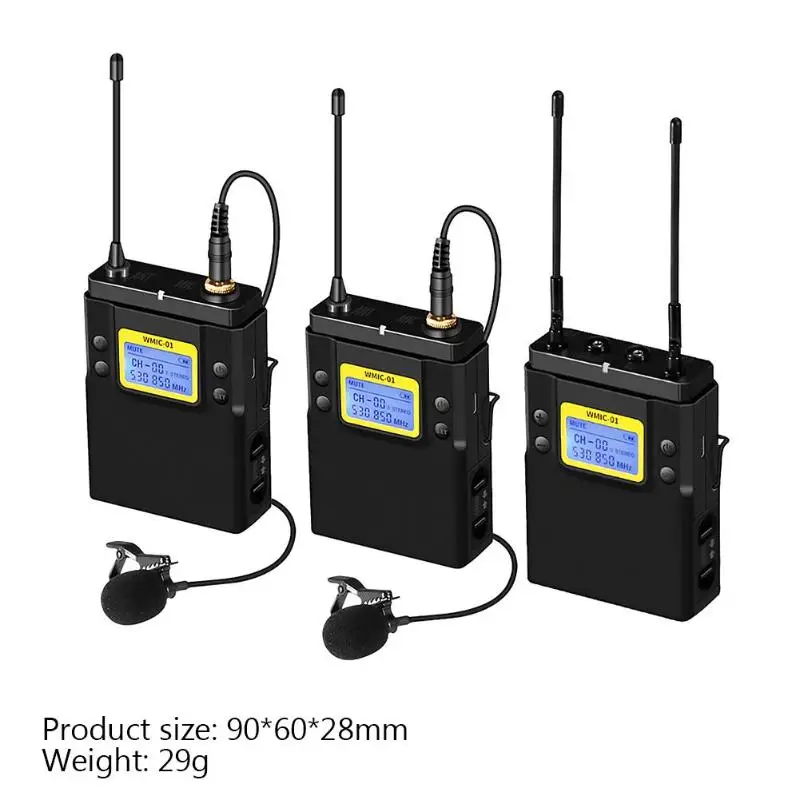 WMIC-01Wireless петличный микрофон Портативный петличный микрофон 3,5 мм Jack нагрудный микрофон для фотографии