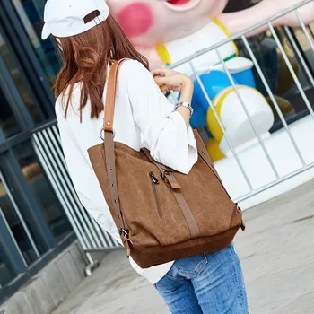 

#H25 Retro Women Casual Tote Bag Outdoor Pure Color Canvas Shoulder Bag Designer Large Capacity Handbags Big Travel Bags Bolsas