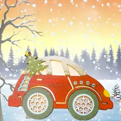 Поделки для детей, подарок на вечеринку, украшения для дома, светящиеся украшения, подвески на елку, Рождественский деревянный автомобиль