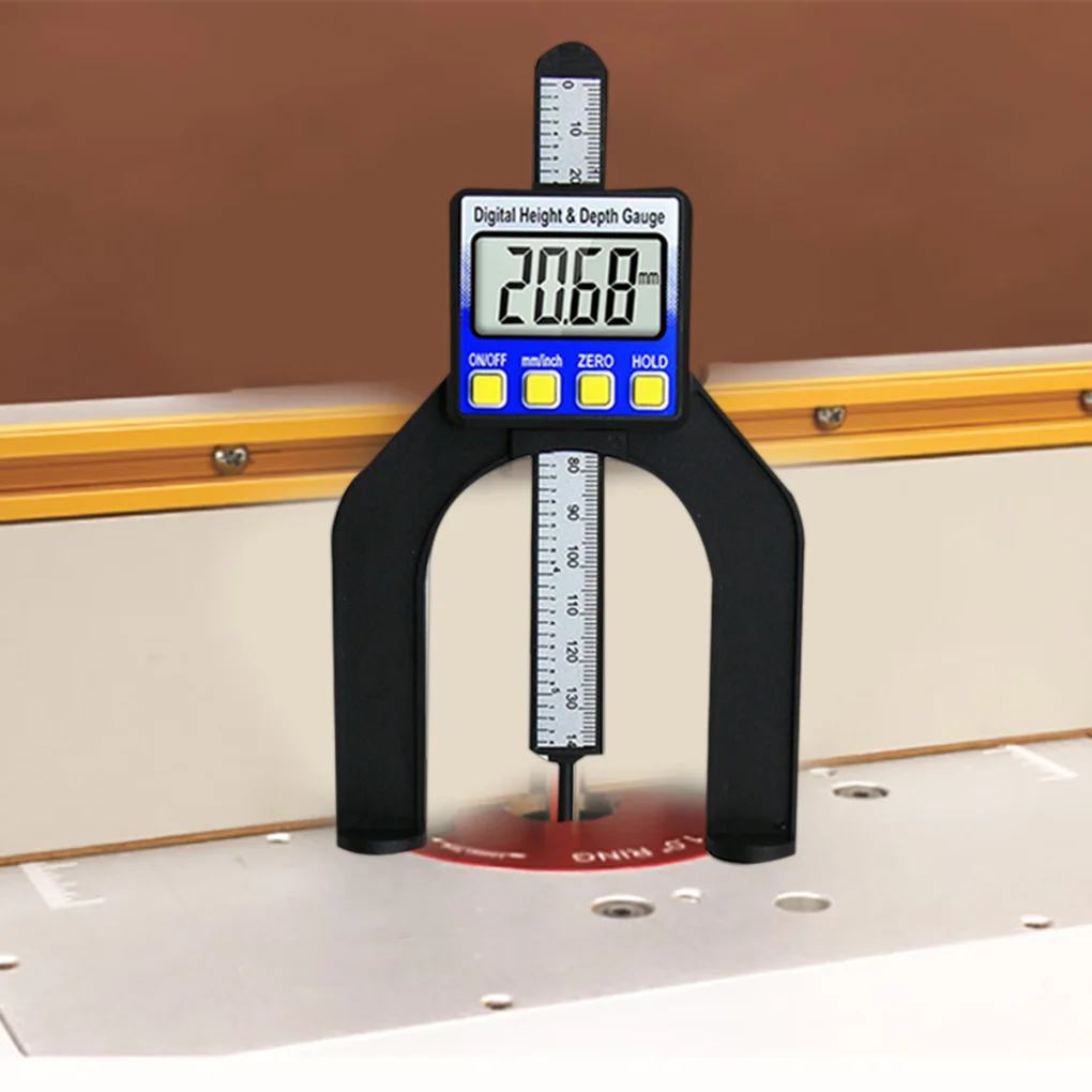 Digital Depth Gauge LCD Height Gauges Calipers With Magnetic Feet For Router Tables Woodworking Measuring Tools 0-80mm Range