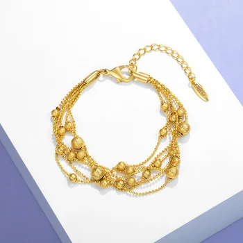 

Trend jewelry fashion bracelet multilayer bead bracelet retro plated 24k gold bracelet women's jewelry