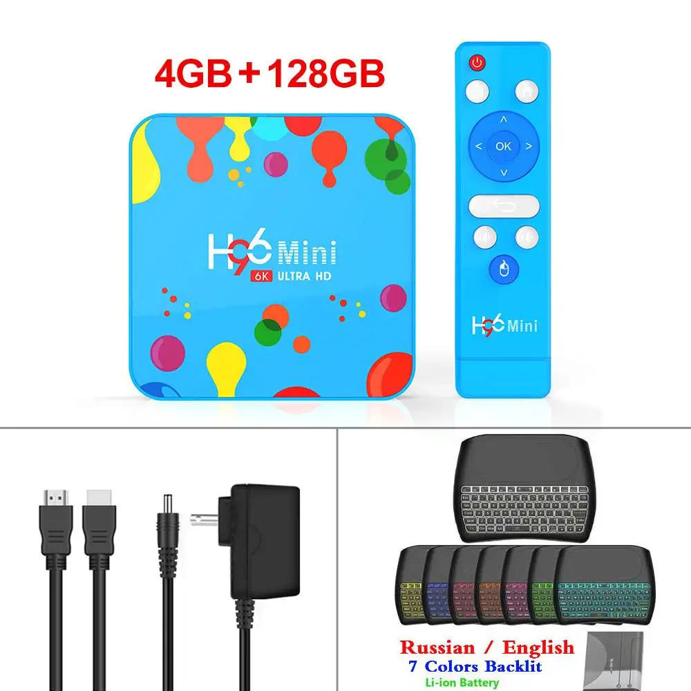4G128G D8 4 ГБ ОЗУ 128 Гб ПЗУ H96Mini Android 9,0 ТВ приставка Allwinner H6 четырехъядерный двойной Wifi 32 ГБ макс 6 к смарт медиаплеер H96 мини PK TX6 - Цвет: 4G128G D8