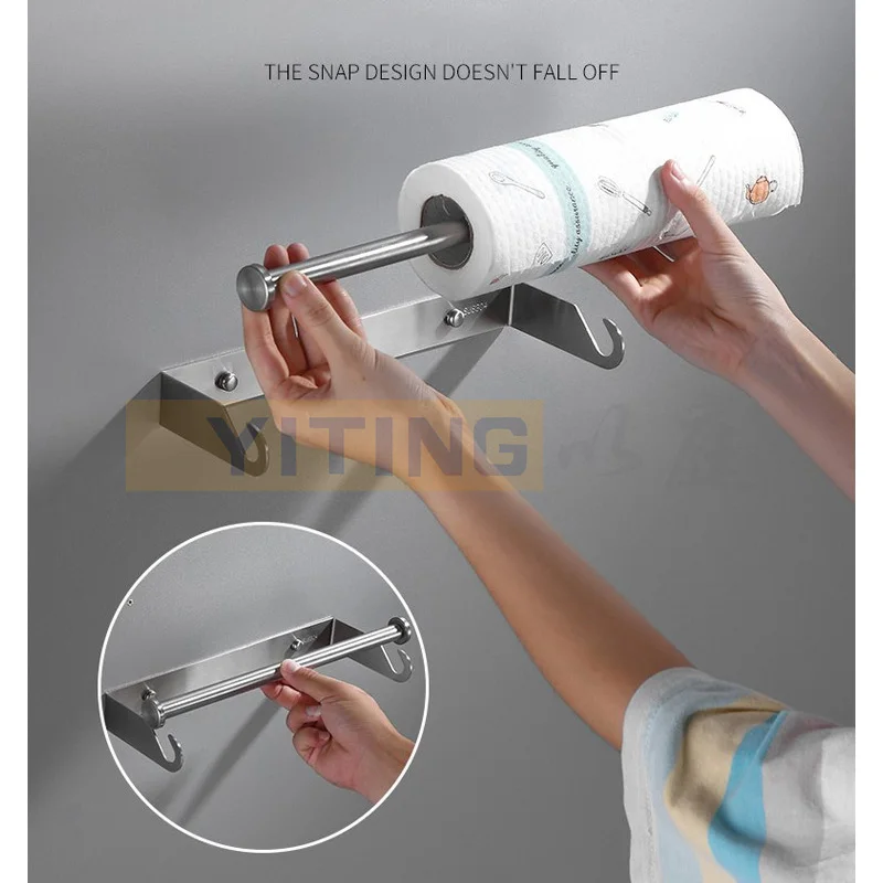 SUS304 stainless steel paper towel holder kitchen towel holder storage rack non perforated plastic wrap 1 pack kitchen storage rack kitchen organizer kitchen organizer rack