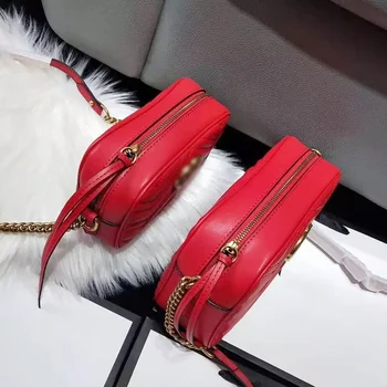 

2020 New Top quality women bag luxury crossbody chain small lady's bag Genuine Leather brand Flap handbag 448065