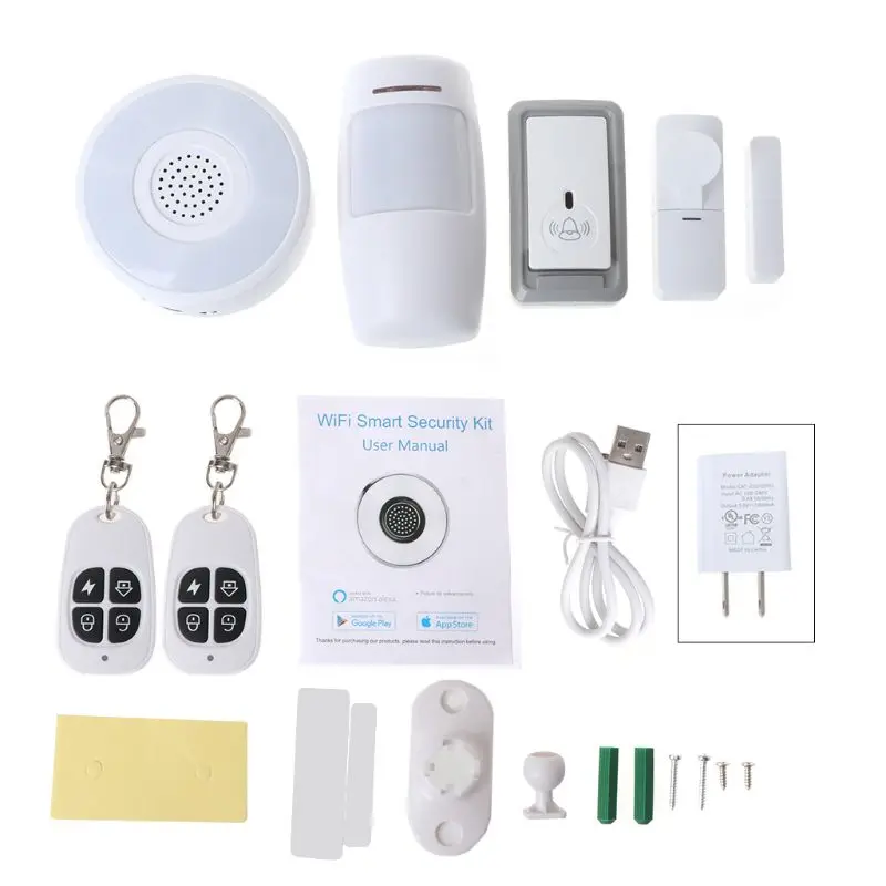 US Plug Умный дом WiFi охранная сигнализация комплект шлюз дверное окно пассивный инфракрасный датчик обнаружения движения Автоматизация домашняя система безопасности для Alexa Google - Цвет: US Plug