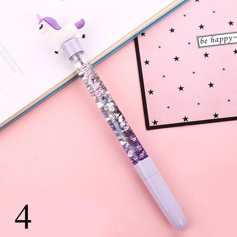 4 1PC Cute Unicorn Flamingo Pen Kawaii Neutral Pens Giltter Gel Pens For Kids Girls Gift School Office Supplies Novelty Stationery - Цвет: 4