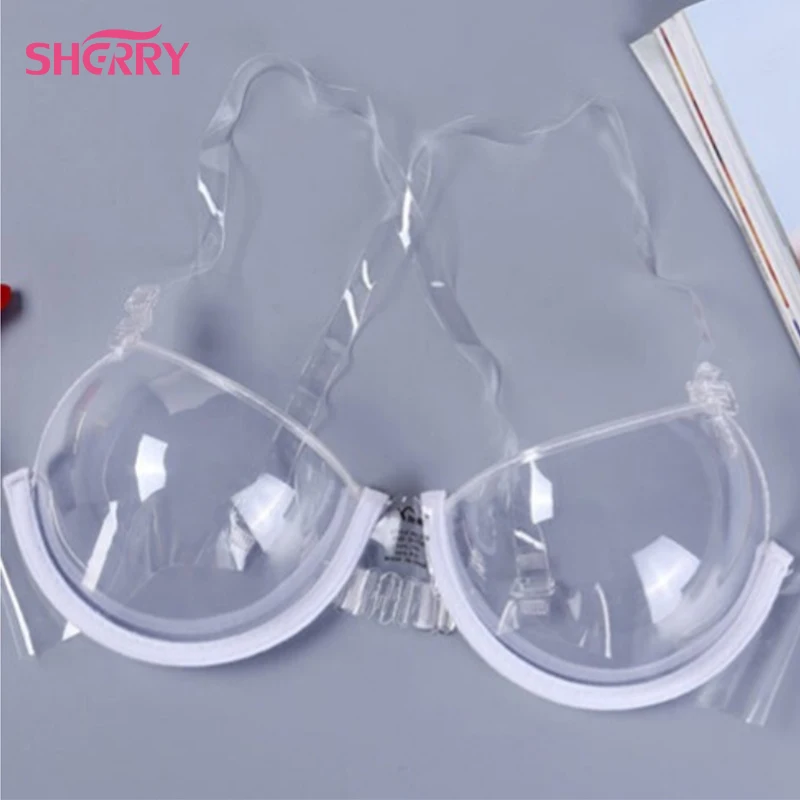 

Transparent Clear Push Up Bra Style 3/4 Cup Strap Invisible Bra Women Underwire Plastic Bra Bralette