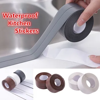 

Self Adhesive Kitchen Ceramic Sticker Waterproof Anti-moisture PVC Sticker Bathroom Wall Corner Line Sink Stickers 3.2m*3.8cm