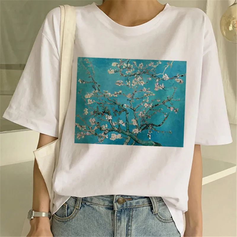 0815 Van Gogh Oil Art женская футболка с принтом Футболка Женская Топ Повседневная новая уличная футболка графическая футболка в стиле Харадзюку Femme - Цвет: 0815