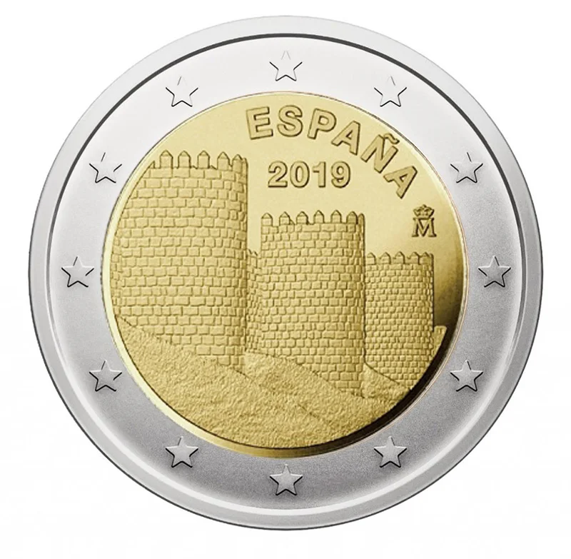Испания 2019 Avila Старый город 2 евро НАСТОЯЩИЕ Оригинальные монеты настоящая