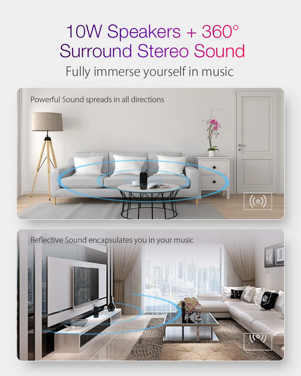 AIRAUX AA WM1bluetooth Speaker Wireless Column Loudspeakers For Phone Stereo Bass surround Waterproof Outdoor Speaker Portable