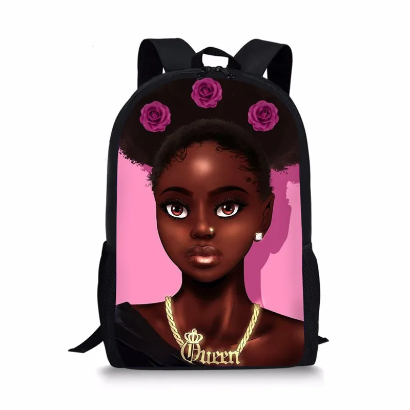 NOISYDESIGNS African Backpack Cartoon African Black Girls Print School Bag Kids Cute Book Bag Teenager Girls Schoolbags Mochila - Цвет: Z4902C