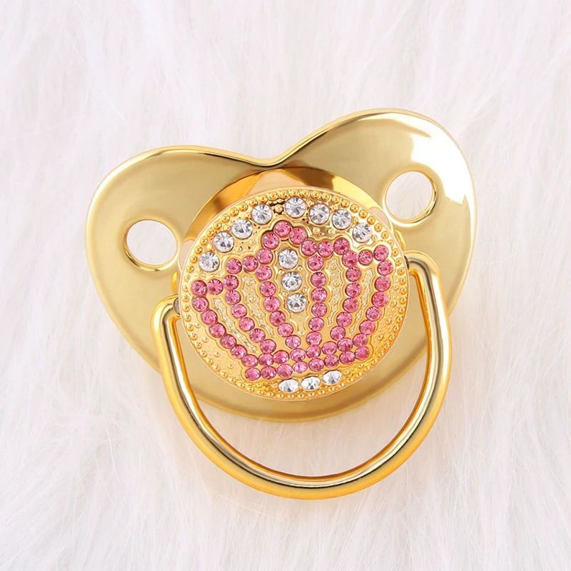 0-18 meses de luxo bebê chupeta bling coroa chupeta com strass rosa bebê ortodôntico manequim cristal chupeta mamilo