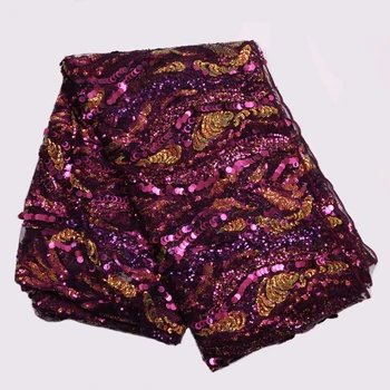 

Nigerian French Lace Fabric High Quality Sequin African Fabric Latest Tulle Lace with High Quality French Fabric YSE-20028