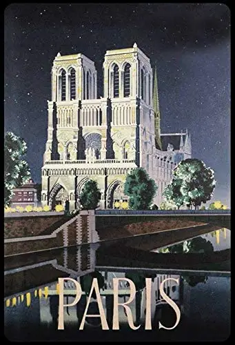 

Paris Notre Dame Theme Metal Tin Sign 8x12 Inch Home Kitchen Travel Decor Retro Tin Sign