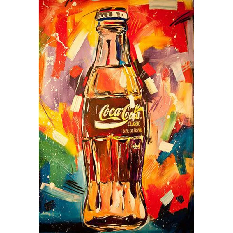 Hand Painted Coke Bottle Uses Swift Brushtrokes With Multiple Colors To Form The Image Graffiti Artwork On Canvas Painting | Дом и сад