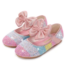 

Girls Princess Shoes Spring Autumn Leather Children's Shoes Crystal Soft Bottom Non-Slip Single Shoes Size 24-37