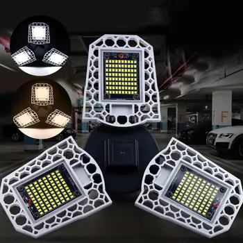 

60W Foldable LED Garage Light Sensor Workshop Light E27/ E26 Ceiling Lamp for Soccer Field warehouses stadiums Lighting 7000LM