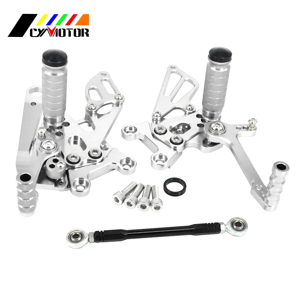 Мотоцикл с ЧПУ Регулируемые подножки для Aprilia RSV4 RSV4RF 2009 2010 2011 2012 2013 09, 10, 11, 12, 13, 14, 16 лет - Цвет: Серебристый