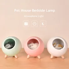 LED Table Lamp Cat House Night Light Touch Sensor Dimmable USB Rechargeable Bedroom Bedside Lamp for Children Kid Baby Girl Gift