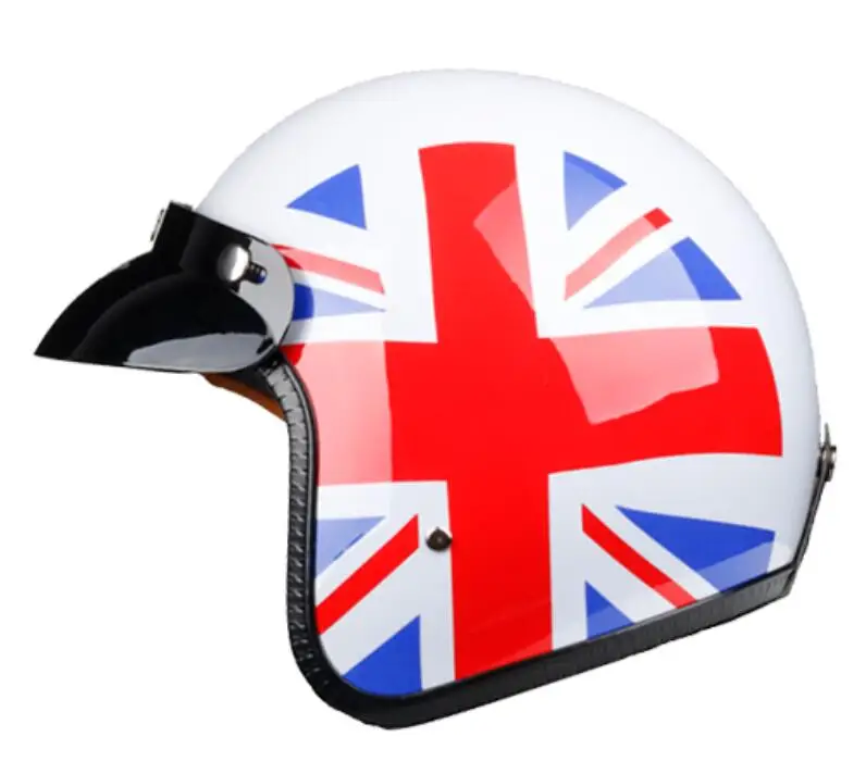 Шлем casco moto винтажный шлем rcycle шлем capacetes de moto ciclista vespa cascos para moto Кафе racer с открытым лицом - Цвет: A  14  bright UK