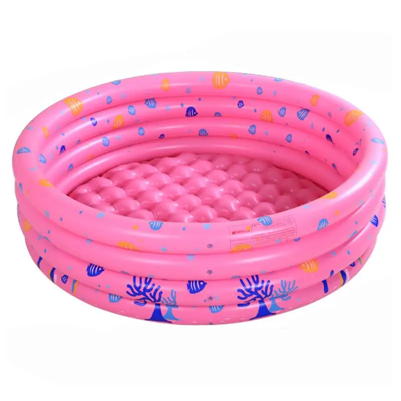 Трициклический детский надувной бассейн, надувной портативный наружный домашний бассейн, большая детская круглая Ванна - Цвет: Pink-150 cm