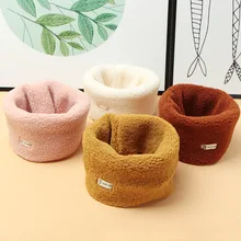 Зима, Корейская версия, плотный вельветовый шарф, теплый детский шарф, однотонный Детский шарф с воротником