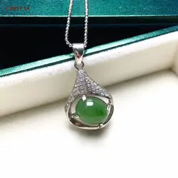 Сертифицированный подвескаиз натурального камня Jade Jasper инкрустированный стерлингового серебра 925 пробы ручной работы счастливый нефрит