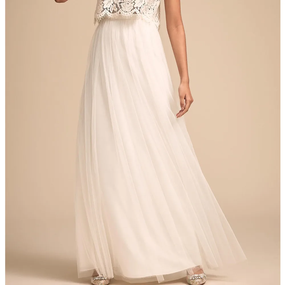 Women's Long Skirt Floor Length Soft Tulle Skirts Elastic Waist Wedding