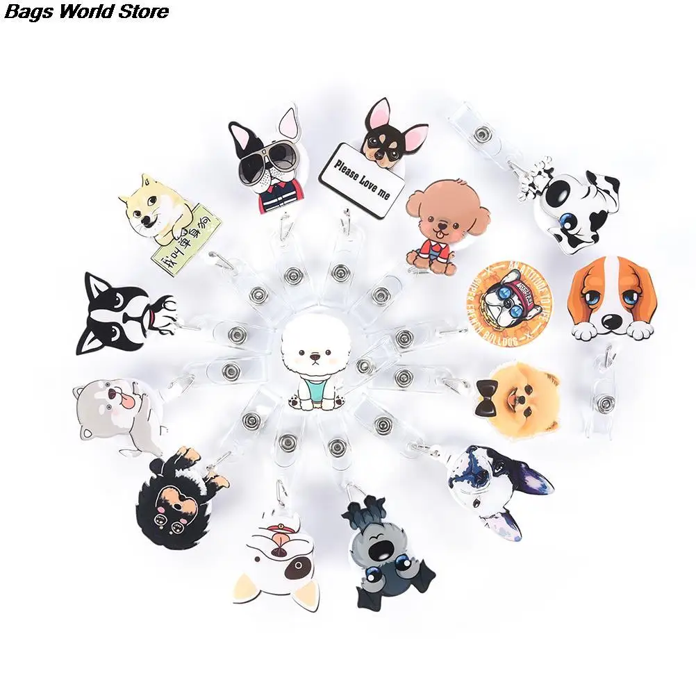 1Pc Retractable Badge Reel Mini Cartoon Dog The New Student Nurse Exihibiton ID Name Card Holder Office Supplies hot sale | Багаж и сумки