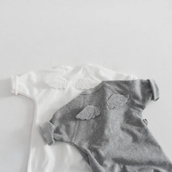 

2020 Newborn Baby Girl Boy Rompers Infant Kids Angel Wings Long Sleeve Bandage Jumpsuit Outfit Clothes Autumn Fashion Fall 0-18M